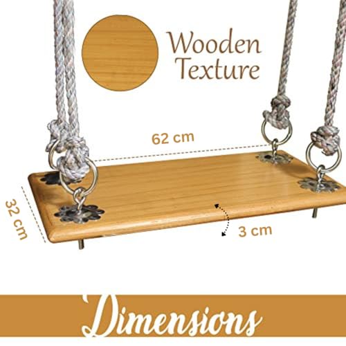 Shy Shy Wooden Hammocks Swing with Complete Accessories for Indoor, Outdoor, Home Balcony, Garden Single Seater Beige