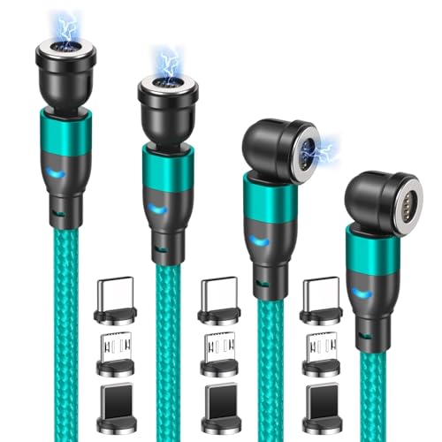 TUNKIA Cable Magnético de Carga 5 Pines 3 en 1, 4 Longitudes (0,5/1/2/3 m), 360°/180°, USB 18 W para smartphone