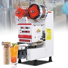 Cup Sealing Machine, Full Automatic Cup Sealer Machine 90/95mm Electric Cup Sealing Machine 540-760 Cups/H White