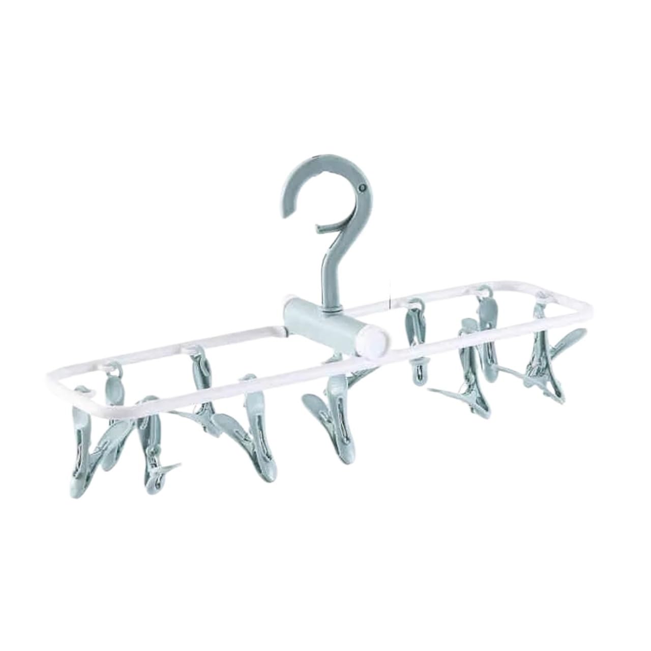Ilumos 3PC Folding Sock Clip Hanger Set - Portable Drying Rack For Socks, Underwear, And Jackets(Blue)