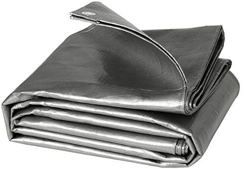 โ WOLTU PE Tarpaulin Waterproof Heavy Duty Tarp Sheet Cover with Eyelets for Garden Furniture, Hutch, Trampoline, Wood, Car, Camping or Gardening - 2x3m/6.5x10ft, 280g/mยฒ, Grey