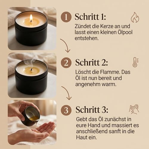 Sinful Intimate Massagekerzen Set – 3 x 40 g – Vanille-, Tropen- & Sandelholzduft – Duftkerzen mit Massageöl – Massagekerze für Paare & romantische Abende