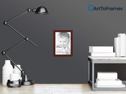 ArtToFrames 9x13 Inch Red Picture Frame, This 1" Custom Wood Poster Frame is Cherry with Gold Beads, for Your Art or Photos - Comes with Regular Glass, 2WOM80801-CHY-9x13