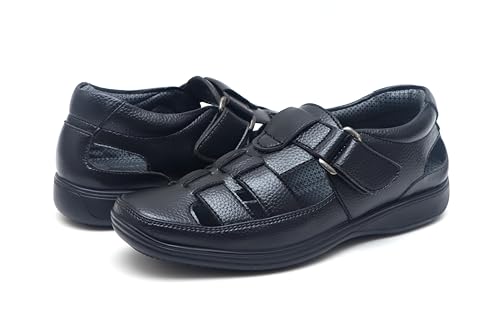 Image of Heels County Faux Leather Fisherman Sandals for Men