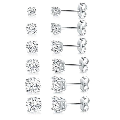 18K White Gold Plated 4 Pong Round Clear Cubic Zirconia...