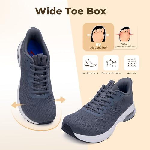 Image of IIV Mens Walking Shoes with Arch Support Wide Toe Box Tennis Sneakers Plantar Fasciitis Running Shoes