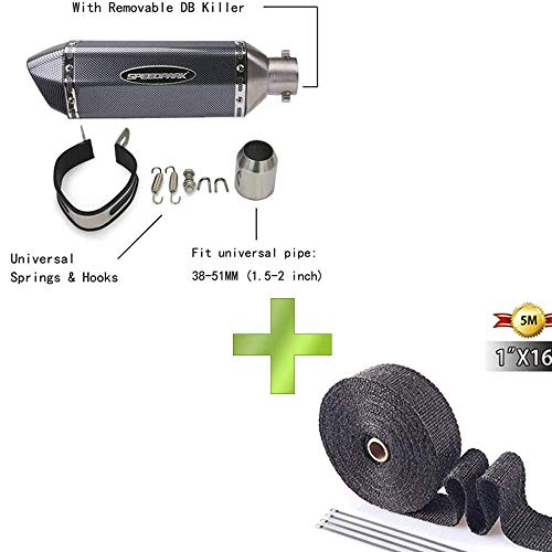PACEWALKER Universal Exhaust Muffler with 38-51mm Diameter Exhaust Pipes Universal Motorcycle 7/8" 22mm Handlebar Brake