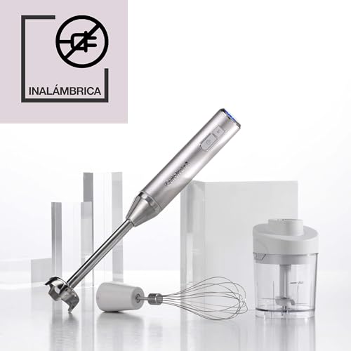Cuisinart RHB100E Batidora de Mano Inalámbrica, sin Cable, Cargador USB, Accesorio Batidor, Varillas, Picadora y Vaso Medidor de 800Ml sin BPA, Batidora Ligera y Compacta, Batidora Inalámbrica