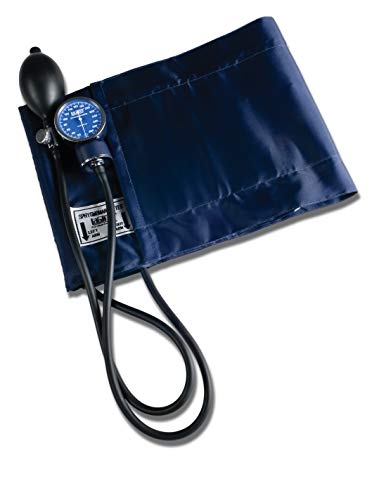 Image of Graham-Field Manual Blood Pressure Monitor - Adult Thigh Size, Blue BP Cuff with Aneroid Gauge and Carry Case