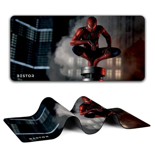Image of BESTOR Anime Series Spiderman Printed Mouse pad with Anti-fray Stitching, Waterproof Surface & Non-Slip Rubber Base Stitched Edges Gaming Mouse Mat for Laptop (60cmx34cm)