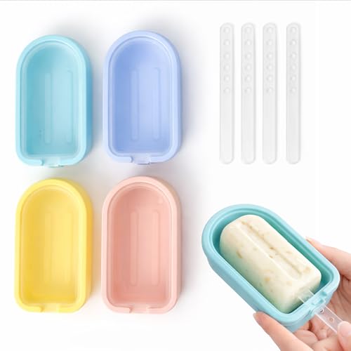 Image of Clazkit Silicone Popsicle Mould Set 4PCS | BPA-Free Reusable Ice Cream & Kulfi Maker | Easy Release Ice Pop Molds for Kids & Adults | DIY Frozen Dessert Maker for Juice, Yogurt & Chocolate