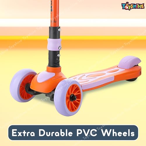 Image of Toyshine 3 Wheel Rooster Runner Scooter with Anti Slip ABS Base Aluminium Structure Height Adjustable Handlebar Max Load 45kg for Boys and Girls Ages 4 and Above - Orange