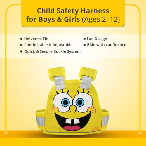 Image of Tony Stark Kids Safety Belt for Two Wheeler with Reflective Strips, Portable Seat Belt Children Motorcycle Harness for Motorcycle Bike, Adjustable Safety Harness for Boys Girls (Happy Buddy)