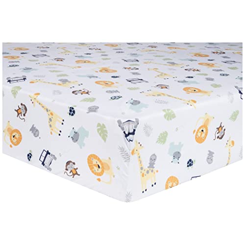Sammy & Lou Off-Road Adventure 4 Piece Crib Bedding Set For Boys | Neutral Color Safari Jungle Animal Theme Nursery Quilt, Fitted Crib Sheet, Crib Skirt, And Plush Animal Lion #TOP4