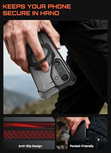 SUPCASE Etui do Samsung Galaxy S26 z podstawką (UB Grip), [kompatybilne z ładowaniem bezprzewodowym] [ochrona klasy wojskowej] Wytrzymałe etui magnetyczne do telefonu Samsung S26 6,3 cala, czarne