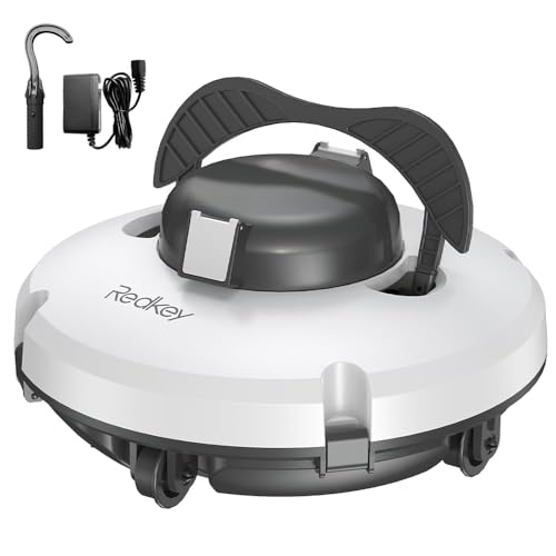 Redkey S100 Cordless Robot Pools Vacuum, Last 130Min,18° Slope Angle, Automatic Pool Vacuum for Above Ground Pool, Self-Parking Robotic Pool Cleaner with Filter Basket, Pool Robot Up to 1100 sq.ft