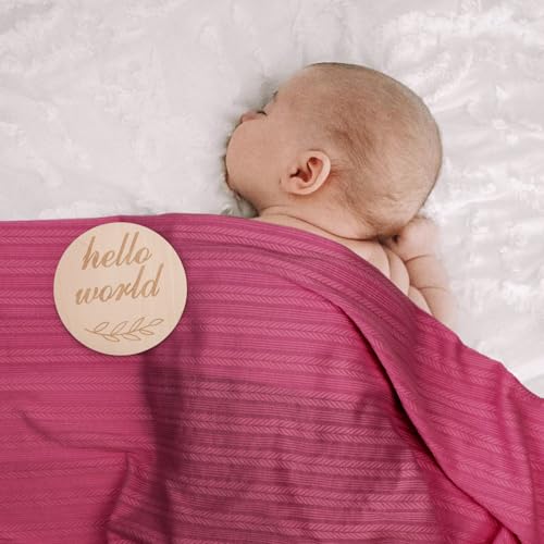 Image of AQOKKA Newborn Receiving Blanket with Bow Hat Headband Wooden Card Set Wheat-Pattern Newborns Toddler Baby Boy Girl Nursery Swaddle Wrap