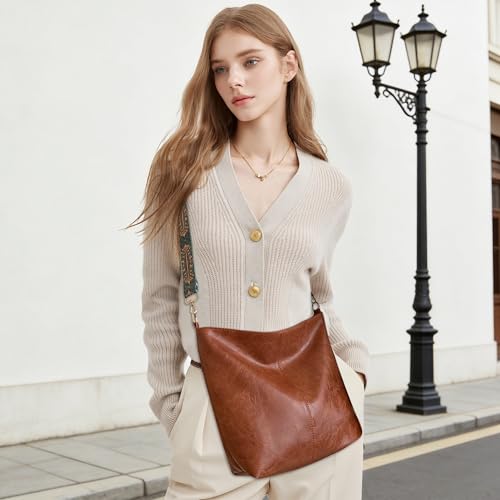 Image of Fashion Hobo Bags for Women Vegan Leather Crossbody Bag with Guitar Strap Shoulder Purses and Handbags