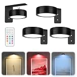 Noaya 3 Pcs Magnetic Wall Lights - 13 RGB Wireless Picture Lights with Remote, Battery Operated Art Drawing Wall Lamp, Poster Light, Creative LED Wireless Lamp for Home Bedroom Living Room, Black