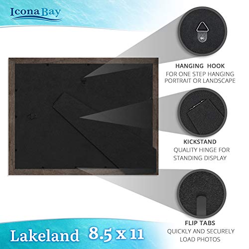 Icona Bay 8.5X11 Hickory Brown Certificate Frame, Contemporary Diploma Frame, Composite Wood Document Frame For Walls Or Table Top, Lakeland Collection #TOP3
