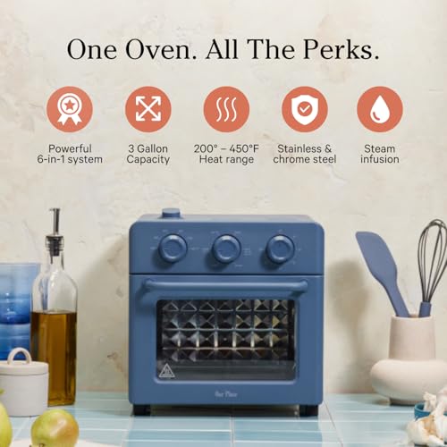 Our Place Wonder Oven | 6-in-1 Air Fryer & Toaster Oven with Steam Infusion | Compact, Countertop Friendly, Fast Preheat, Multifunctional | Air Fry, Toast, Roast, Bake, Reheat & Broil | Blue Salt - Image 3