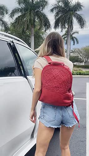 Image of RUSTIC TOWN Leather Laptop Backpack for Women - Washed Leather Multipurpose Handbag, School College Bookbag Camping Daypack Fashion Shoulder Travel Bag