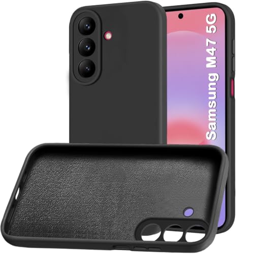 Image of TheGiftKart Liquid Silicon Back Cover Case for Samsung Galaxy M47 5G | Total Camera Protection | Micro-Fibre Lining Inside | Shockproof Back Cover Case for Samsung Galaxy M47 5G (Silicone, Black)