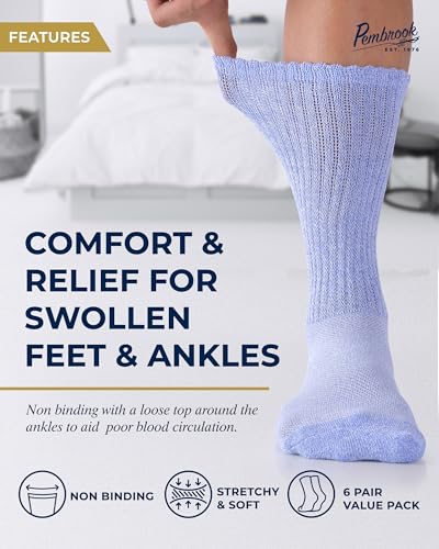 Image of Penbrook Frill Knit Bamboo Viscose Diabetic Socks for Women & Men 6 Pairs