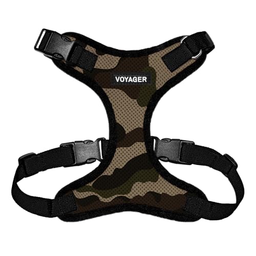 Best Pet Supplies Voyager Pettorina per animali domestici con chiusura Step-in, per tutte le condizioni atmosferiche, regolabile, per cani e gatti, finitura militare/nero, S