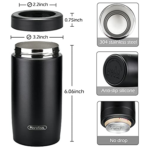 Image of Morefeel 4-in-1 Insulated Can Cooler for 12 oz Cans & Bottles | 304 Stainless Steel Can Holder Fits 12 Oz Slim Cans, Standard Cans, Beer Bottles & Works as A Open Cup; Dishwasher Safe