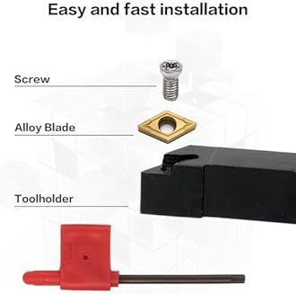 21 PCS Kit,Indexable Lathe Turning Tool,1/2" 12mm Shank,7Pcs Metal Lathe Cutting Holder with 14Pcs Carbide Turning Inserts,Carbide Lathe Turning Tools for Turning Grooving Threading Boring