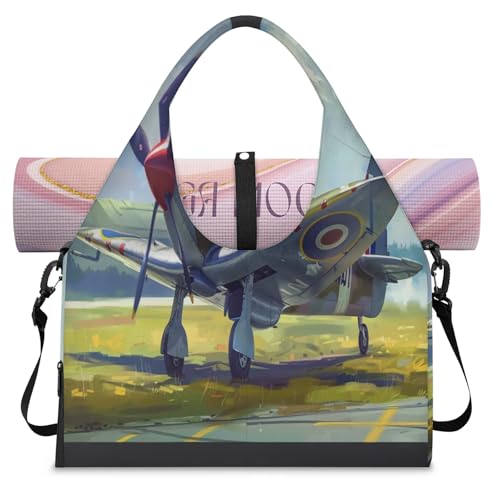 Bolsa de lona deportiva de avión con bandera británica para mujeres y hombres, bolsa de fin de semana con compartimento para zapatos, bolsa de hombro para yoga, gimnasio, viajes, color, L, Organizador