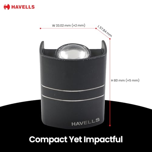 Image of Havells Brillante Outdoor Wall Washer 2W 2-Way Decorative Outdoor Light | IP65 Dust-Proof & Waterproof Outdoor Light | Colour : Warm White | Elegant 2H Wall Washer for Outdoor Spaces