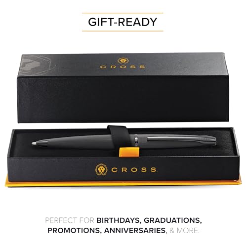 Image of Cross ATX Luxury Brushed Black Ballpoint Pen with Modern Metal Finish - Medium Point, Smooth Writing, Presented in Premium Gift Box