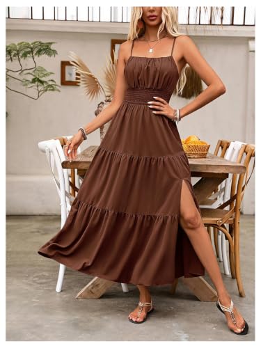 Image of BEAUDRM Women's Summer Maxi Dresses Boho Summer Wedding Guest Dress Beach Vacation Outfits Cruise Flowy Milkmaid Sundresses