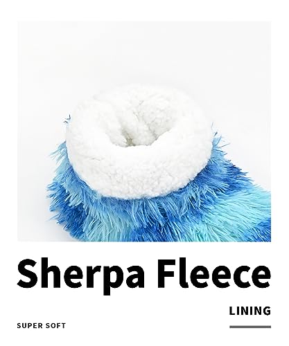 Image of DICUIRD Slipper Socks for Women,Fuzzy House Indoor Boots Slippers with Soft Soles,Warm Cozy Fluffy Sherpa Lined Booties Socks with Non Slip Bottom