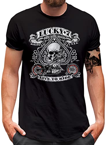 T-shirt Lucky 7 pour homme à motif tête de mort noir en grande taille 5XL