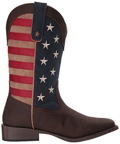 Image of ROPER Womens American Patriotic Square Toe Casual Boots Mid Calf Low Heel 1-2 inch - Blue, Brown, Red
