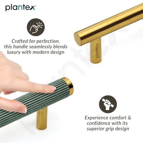 Image of Plantex Stainless Steel & Aluminium Cabinet Handle /900mm Wardrobe Handle for Home /Cupboard Door Pull-Push Handles for Hotel /Office - Pack of 2 (DTC-3960, Green & Gold)