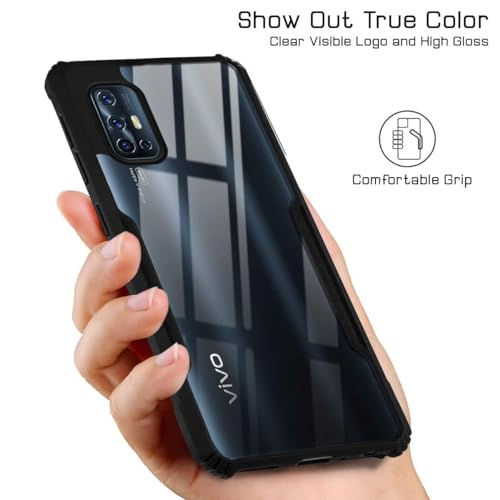 Image of Jkobi Back Case Cover for Vivo V17 (Shockproof with Polycarbonate Clear Panel | Professional Black)