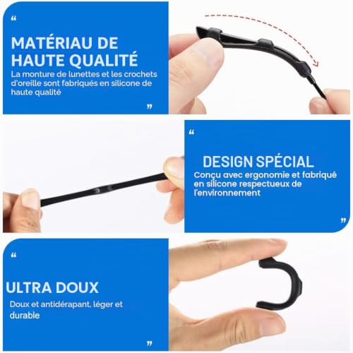 10 Paires Protege Branche Lunette, Coussinets de Lunettes Antidérapants, Protège-Branche et Couvre-Temples en Silicone – vue 3