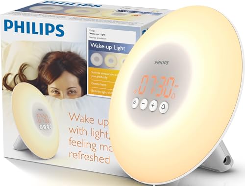 Philips SmartSleep Wake-Up Light Therapy Alarm Clock with Sunrise Simulation, White, HF3500/60