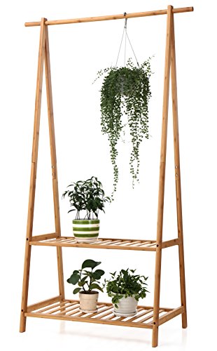 Finnhomy F20SHG2R7130 Bamboo Clothes Rack Portable Extra Large Garment Rack 2-Tire Storage Box Shelves thumb #4