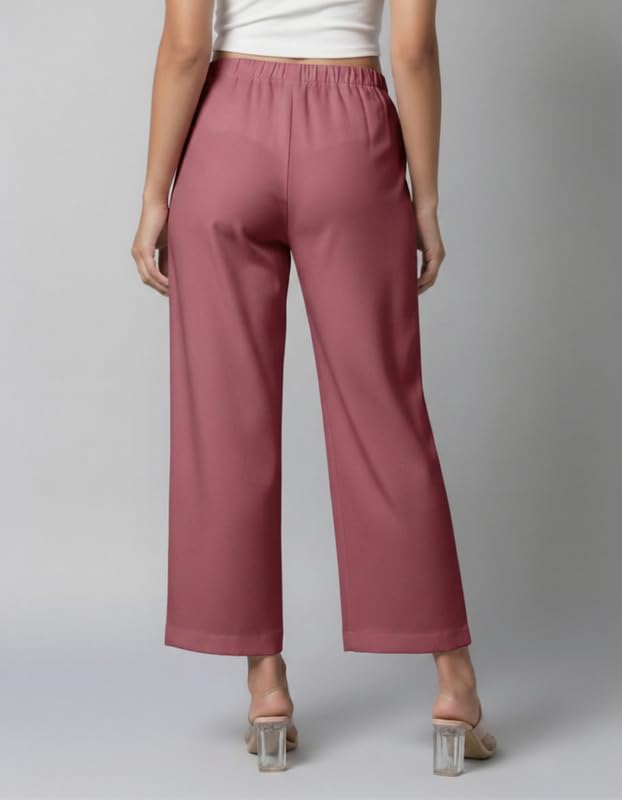 Image of Moirai Pure Cotton Wide Leg Women Trouser Stylish Mid Rise Relaxed Straight Fit Loose Pants Casual Travel Office Formal Wear