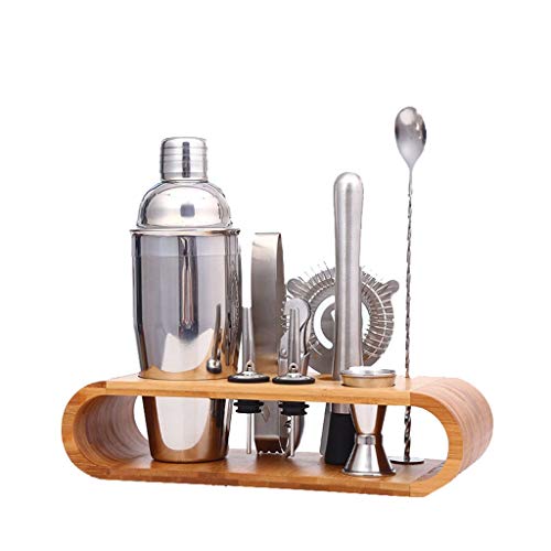 Set de coctelera con soporte de bambú 9 piezas miniatura 1