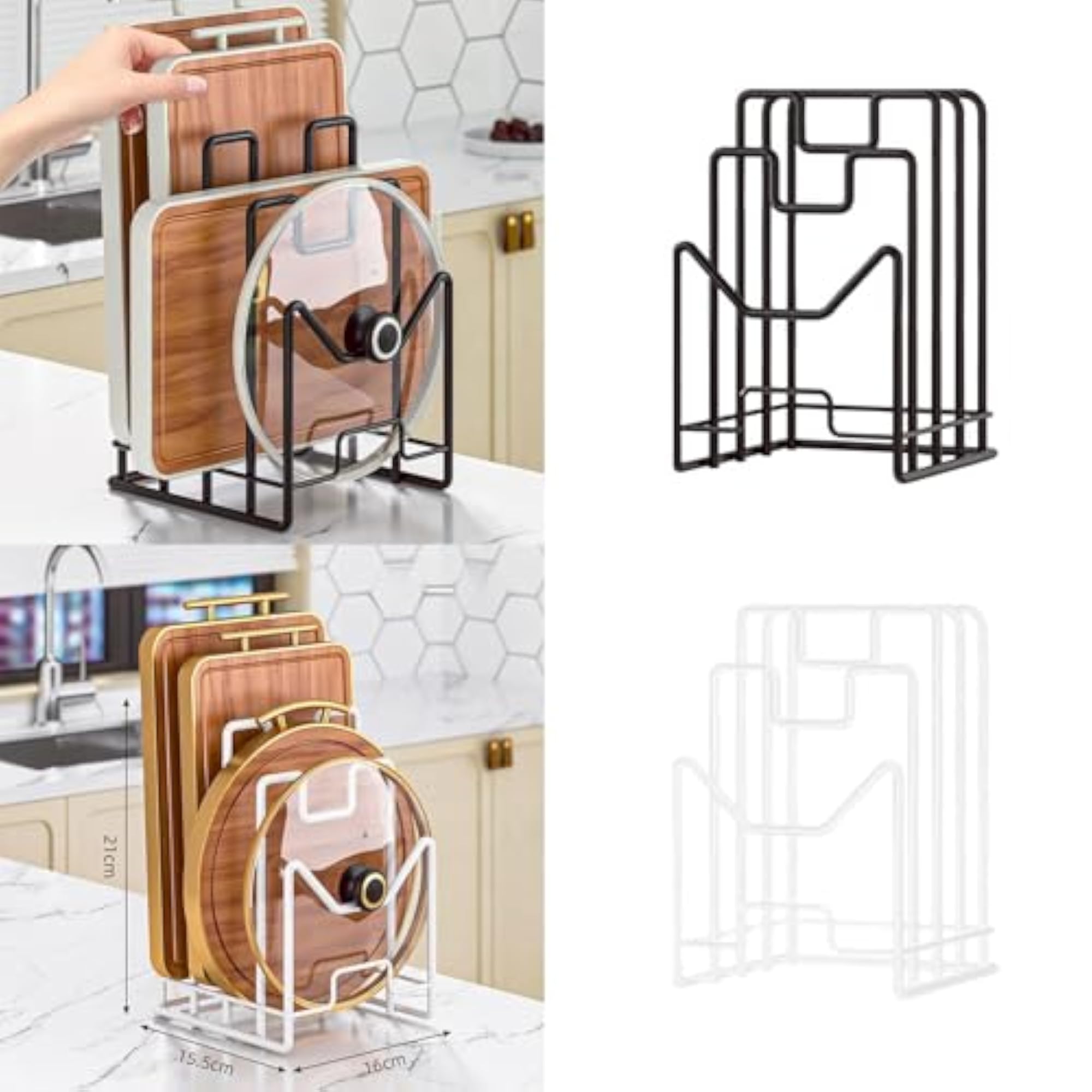 Black Cutting Board Storage Rack Stand