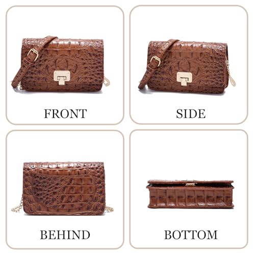 Image of Makcr Joacbv Small Crocodile Crossbody Cell Phone Purse for women Vegan Leather Clutch Wallet with Leather Shoulder Strap | Small