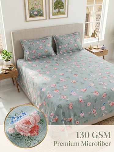 Image of Mafatlal 130 GSM Pearl Double Size Bedsheet with 2 Pillow Cover | Soft Fabric, Breathable, All Season | 90 x 100 Inches | Fog Grey