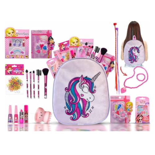Kit de Maquiagem Infantil Completo com Estojo Unicórnio, Esmaltes, Sombras, Acessórios