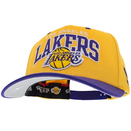 Mitchell & Ness Team Arch Casquette de Baseball avec Fermeture Classic Red Snapback - Los Angeles Lakers (Jaune/Violet)